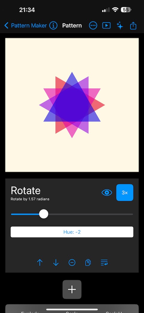 Simple pattern created with rotation rules