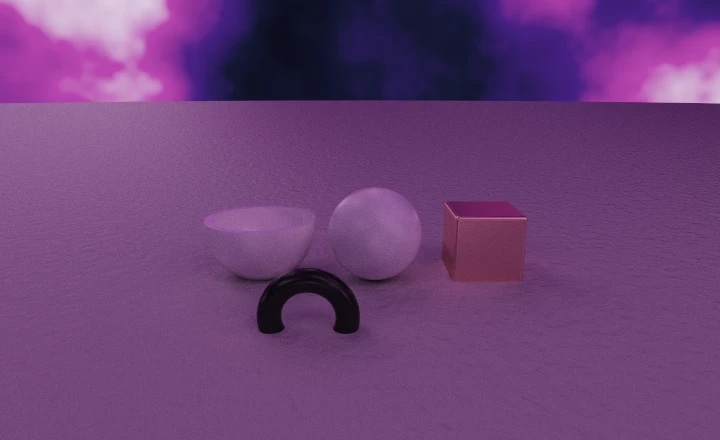 The same still life relit by the nebula background.